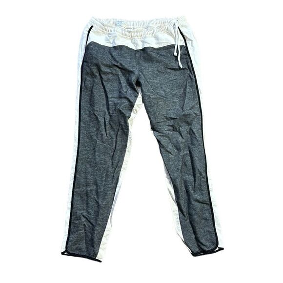 Dries van noten cotton/linen cream and black knit panel slim pants size 42